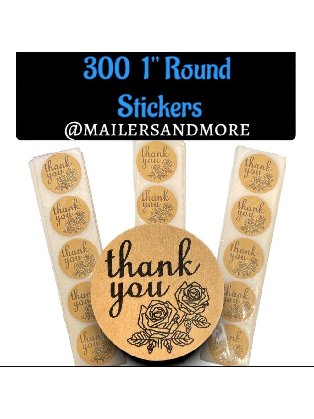 300 Pack of 1" Round Stickers, Kraft "Thank you" PRICE IS FIRM